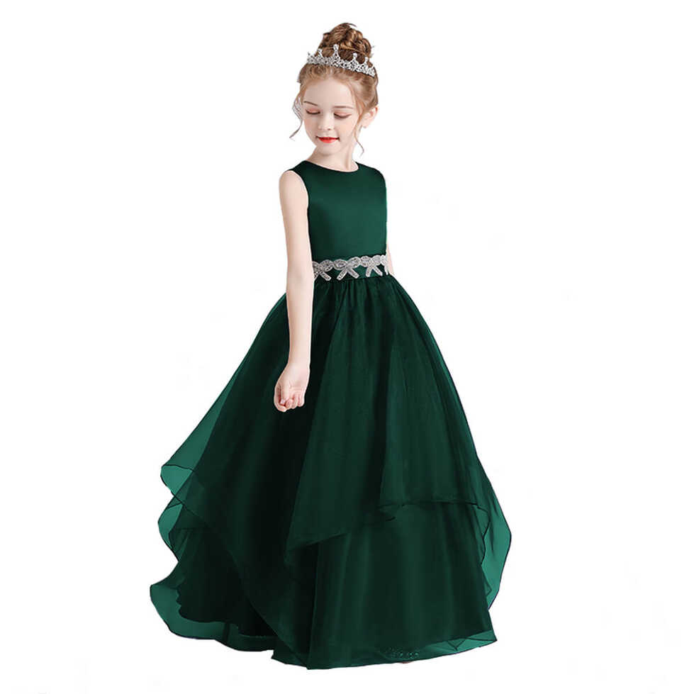 Green Flower Girl Ball Gown Dress | Junior Bridesmaid