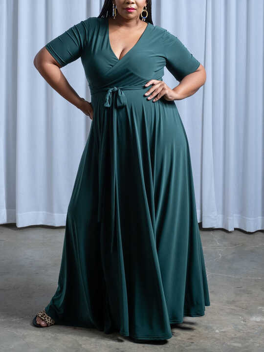 Green Plus Size Wrap Dress South Africa | Buy on Equilibrio