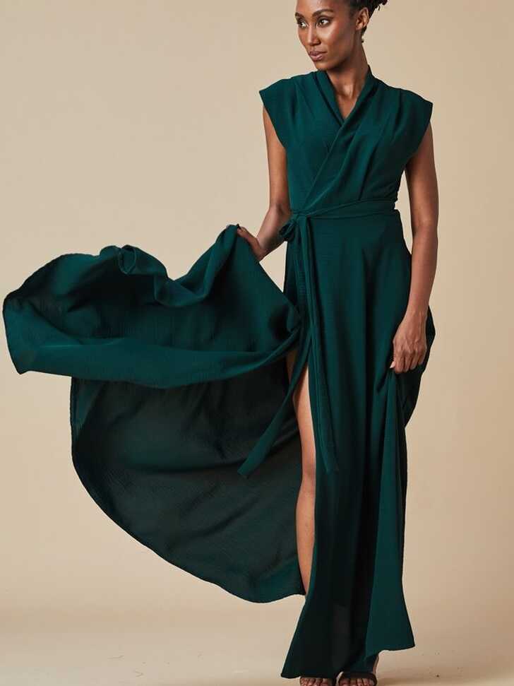 Green Sleeveless Wrap Dress, South Africa | Equilibrio