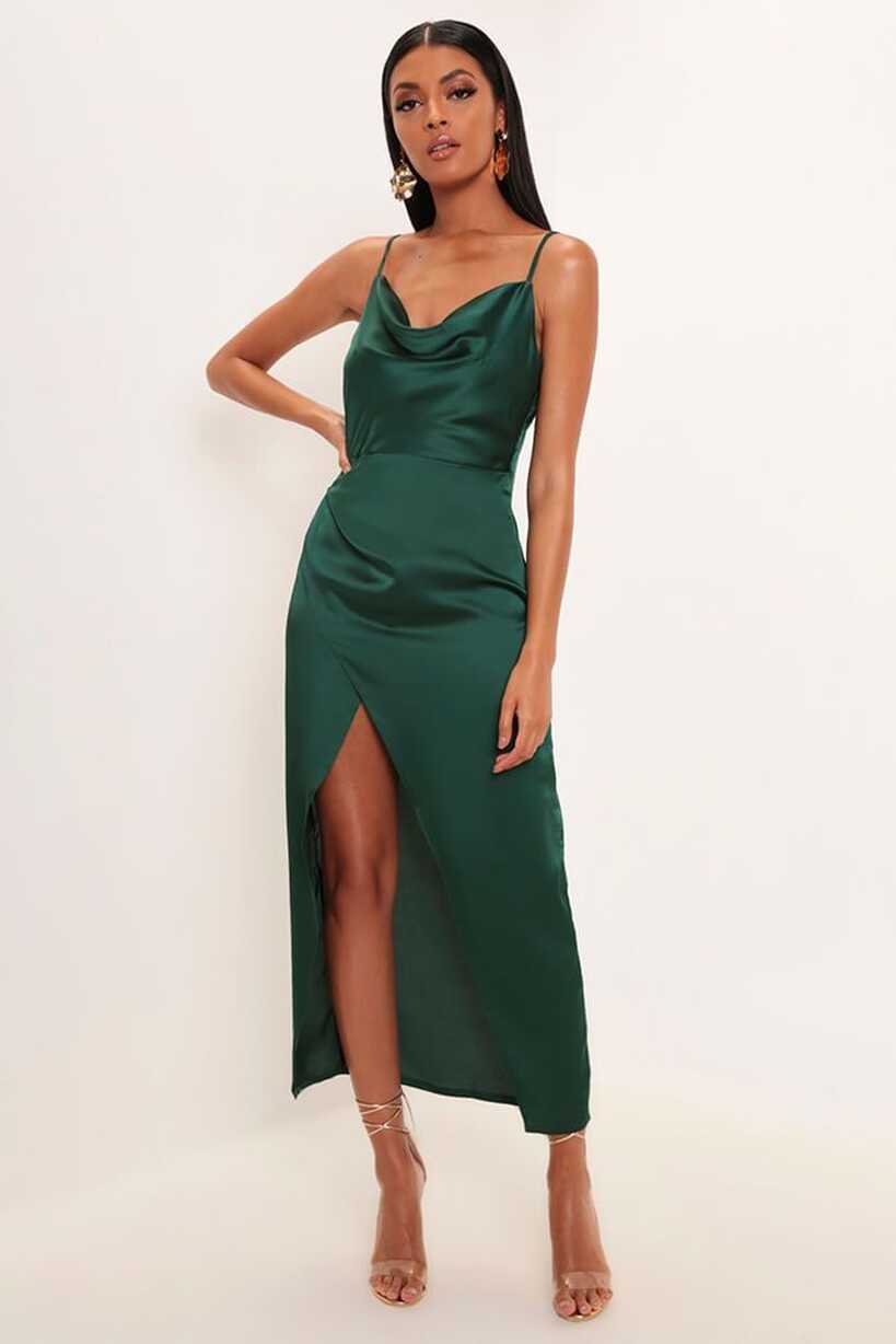 Green silk dress