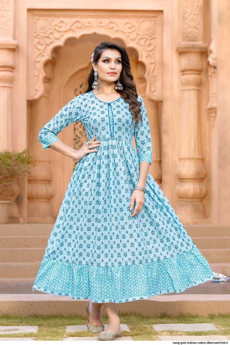 H DOT HIRWA KALKI COTTON CAMBRIC LONG GOWN Stunning catalog Rehmat ...