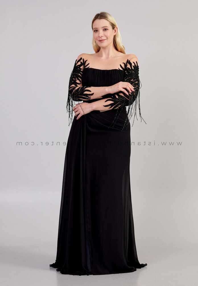 HALLMARK Long Sleeve Maxi Chiffon Column Plus Size Black Wedding ...