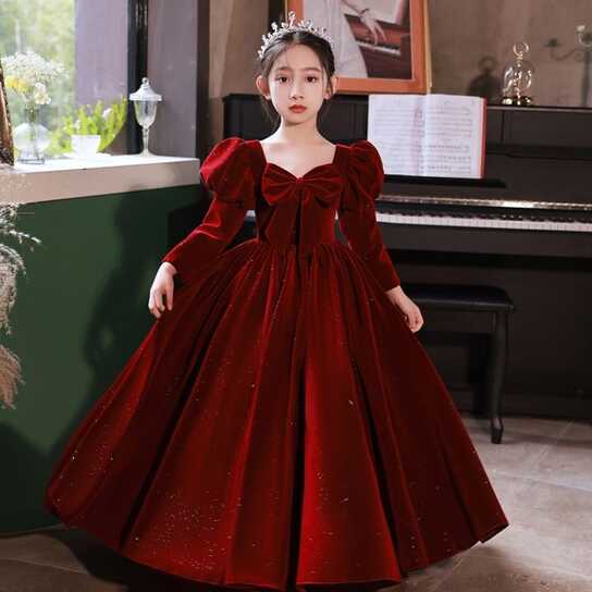 HBESTY Red Kids Dresses For New Year Party Wedding Sequins beaded ...