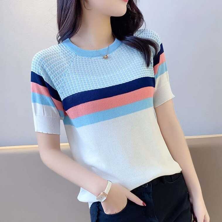 HSR Casual Color Block Women Blue Top - Buy HSR Casual Color Block ...