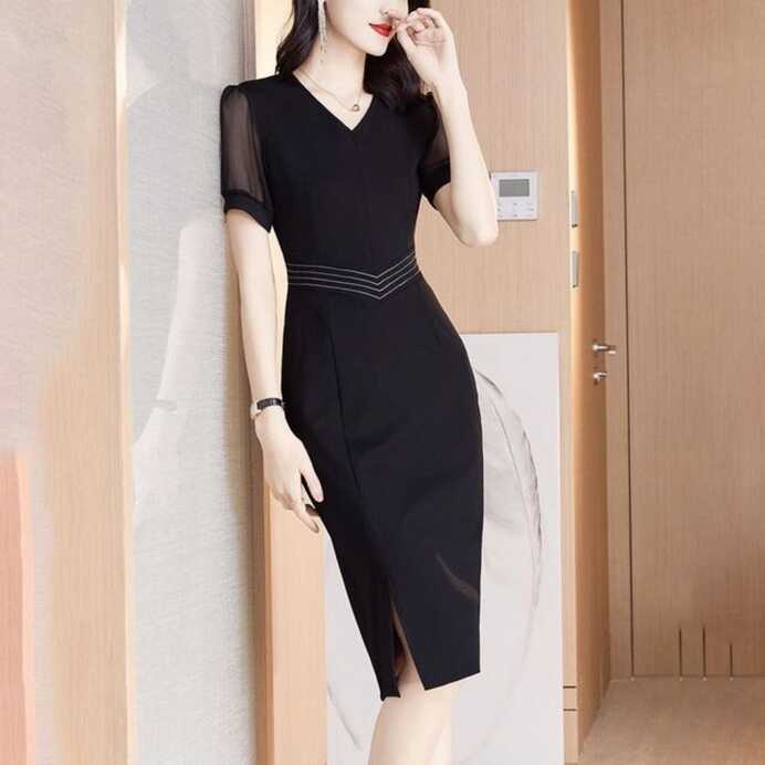 HSSQ Ladies Dress Summer Korean Fashion Short Sleeve V Neck Casual ...