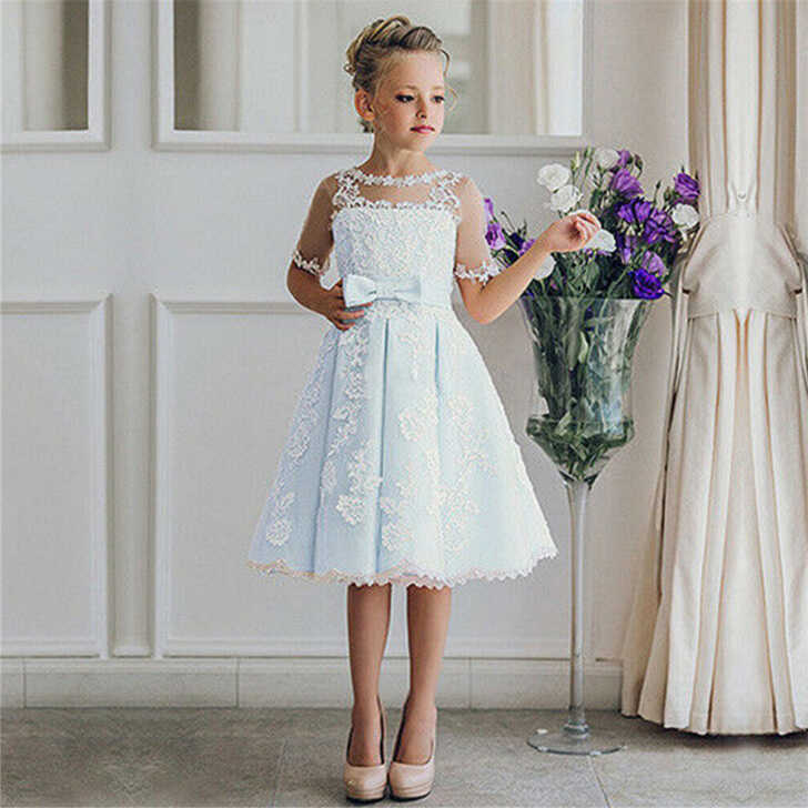 Half sleeve Princess Flower Girl Dresses Wedding Holy Communion ...