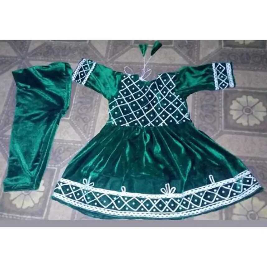 Hand Made &amp; Design Velvet Dress For Baby Girls (Winter)