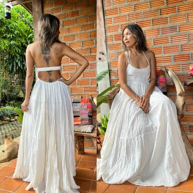 Handmade Boho Cotton Open Back Maxi Dress,backless Maxi Dress ...