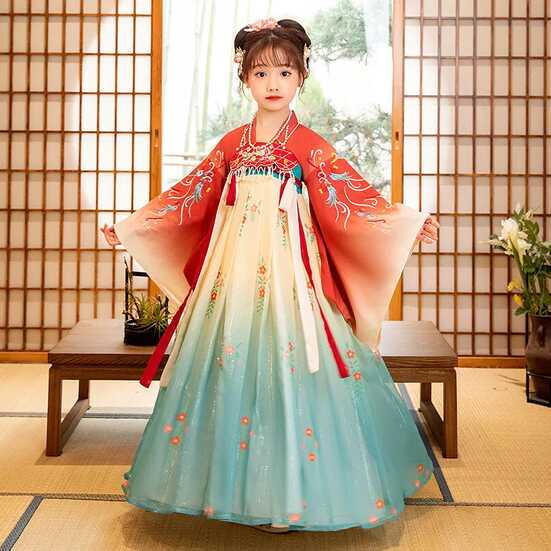 Hanfu Girls Retro Dress Children Tang Suit Fairy Ancient Costume ...