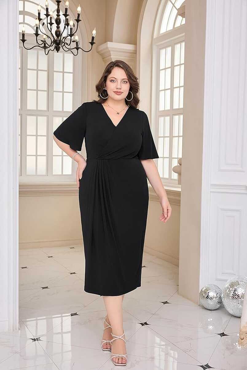 Hanna Nikole Plus Size Short Sleeves Dress for Women Swing Party ...