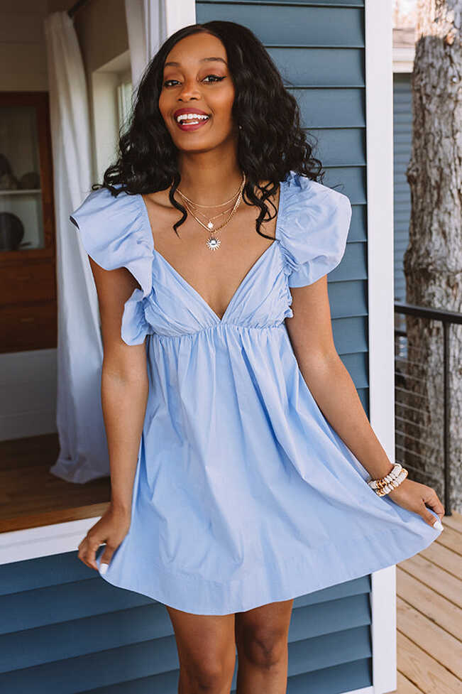 Happiness On The Way Mini Dress In Sky Blue – Impressions Online ...