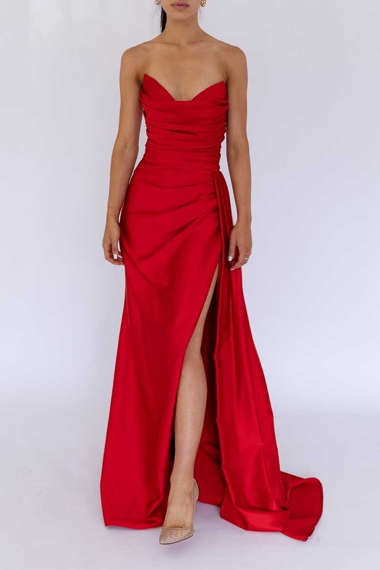 Harper Corset Gown Red by HSH For Hire | High St. Hire