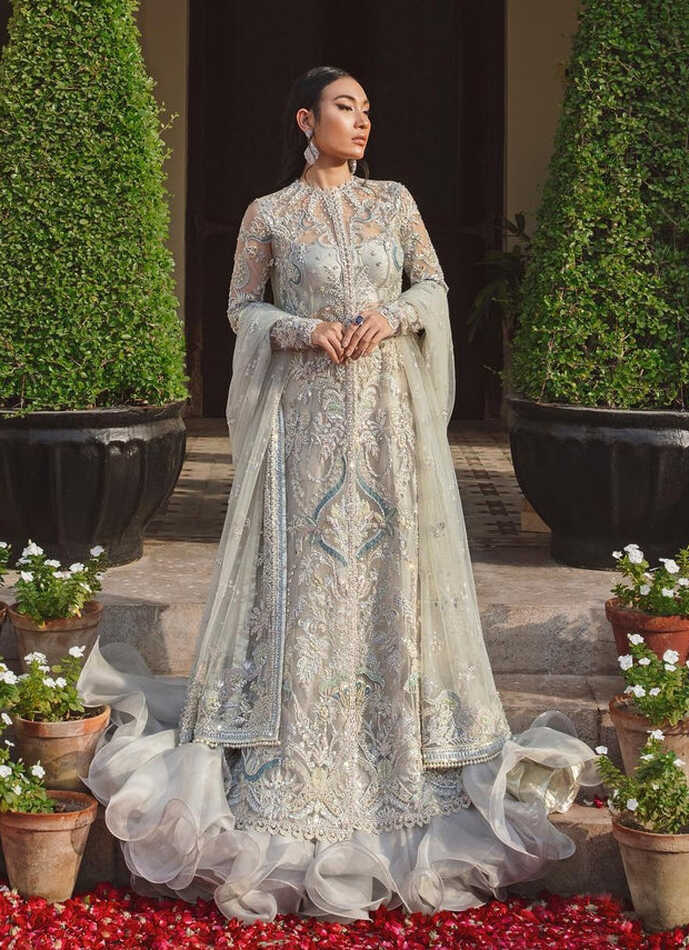 Heavily Embellished Designer Indian Chiffon Maxi Dress for Bride ...