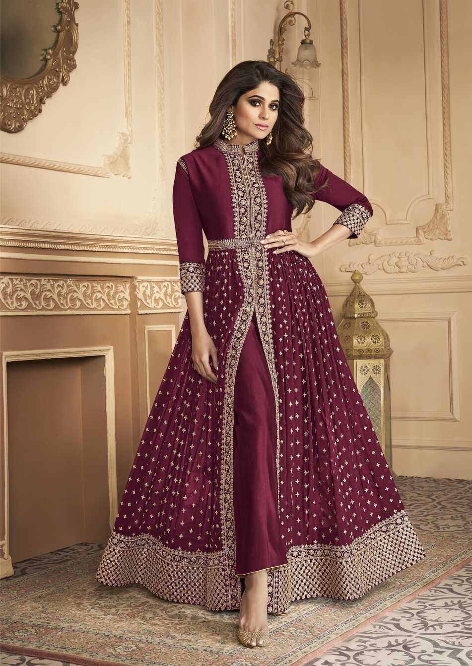 Heavy Designer Real Georgette Party Wear Indo Western Style Suit ...