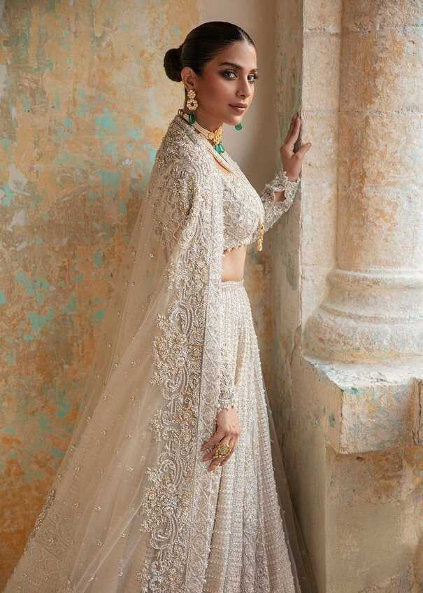 Heavy White Indian Wedding Dress Lehenga Choli #BN910 - CUSTOM SIZE