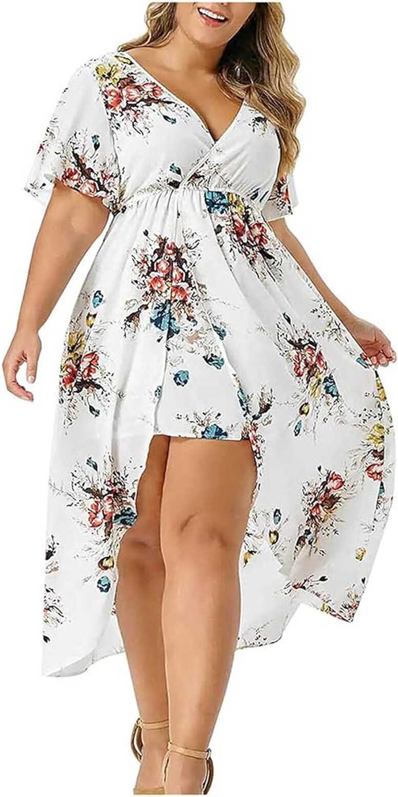 High Low Summer Dress for Women Plus Size Sexy High Waist Short ...