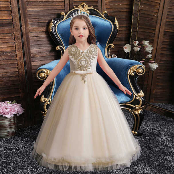 High quality princess party wear sleeveless children flower teen ...