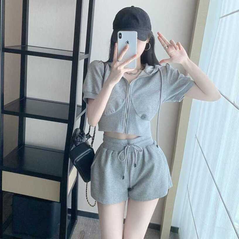 Hooded Short Sports Casual Suit Women Summer New Korean Fashion ...