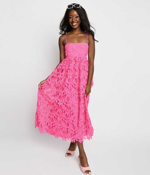 Hot Pink Floral Tiana Maxi Dress – Unique Vintage