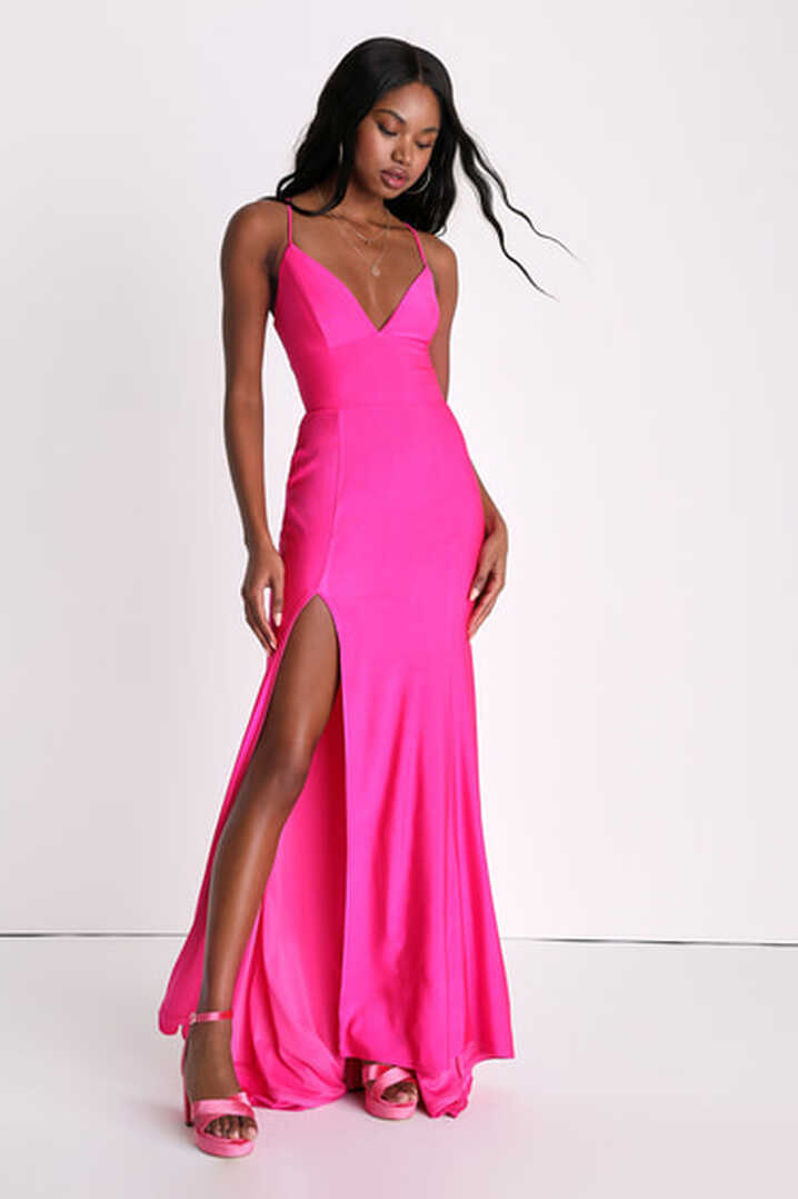 Hot Pink Maxi Dress - Lace-Up Maxi Dress - Sexy Pink Dress - Lulus