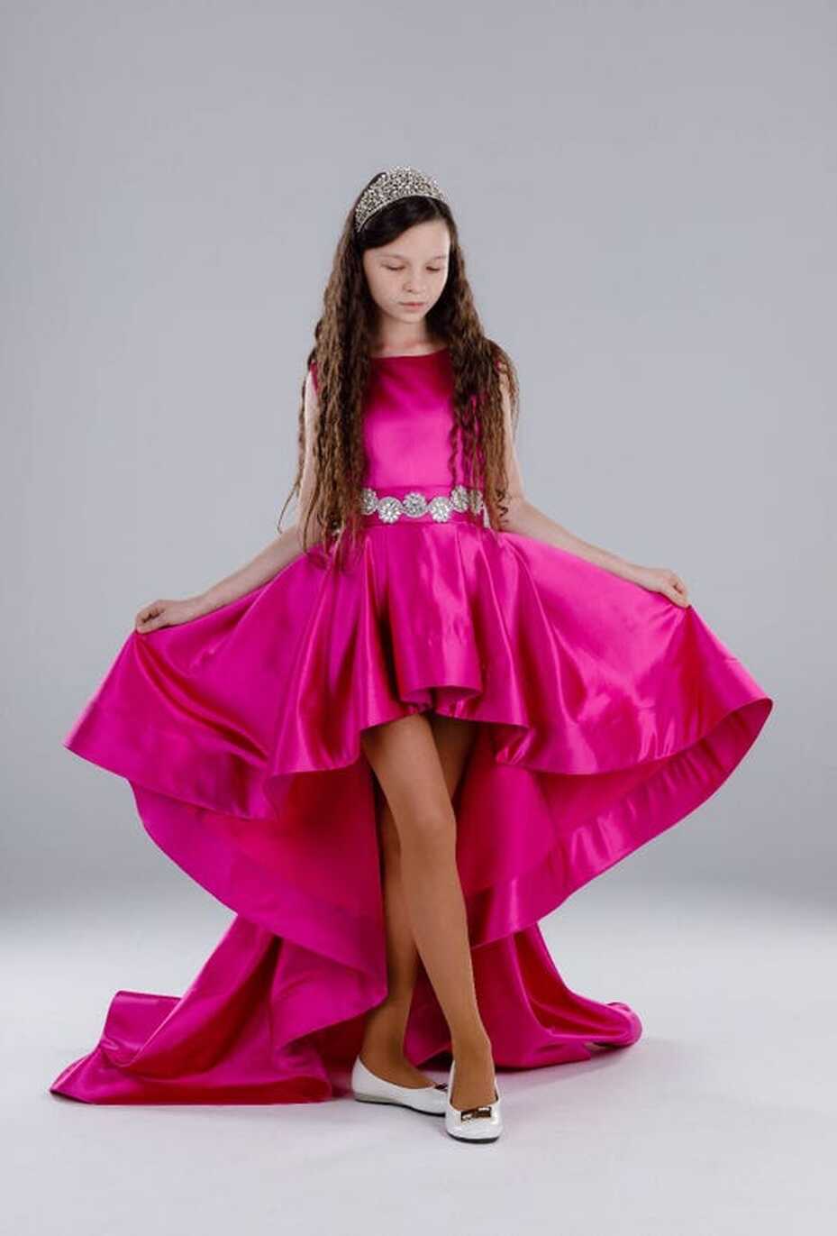 Hot Pink Pageant High Low Dress With Train /fun Fashion Pageant ...