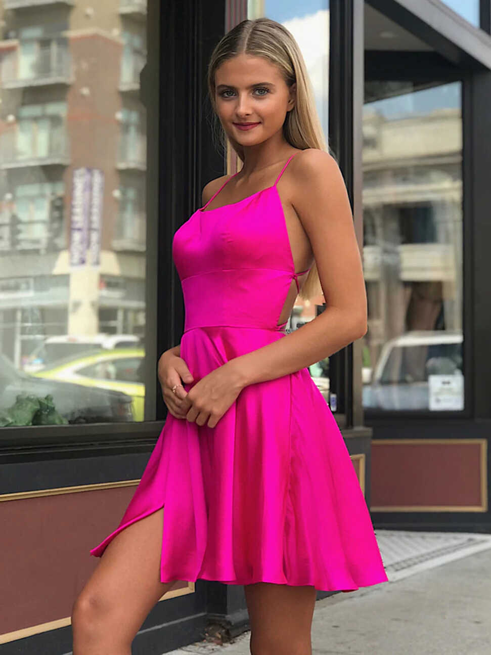 Hot Pink Short Prom Dresses, Short Hot Pink Formal Graduation ...