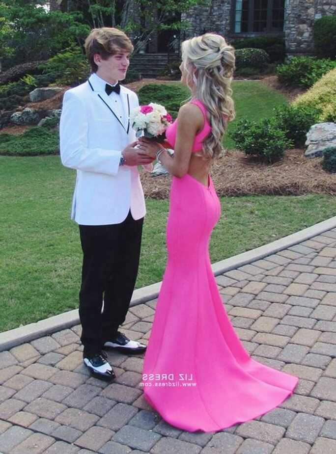 Hot Pink V-neck Mermaid Formal Prom Dress Pinterest Instagram