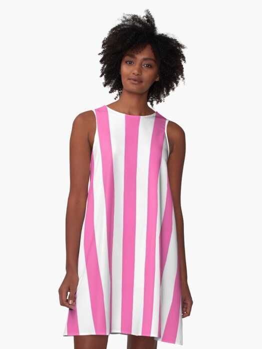 Hot Pink and White Vertical Stripes&quot; A-Line Dress for Sale by ...