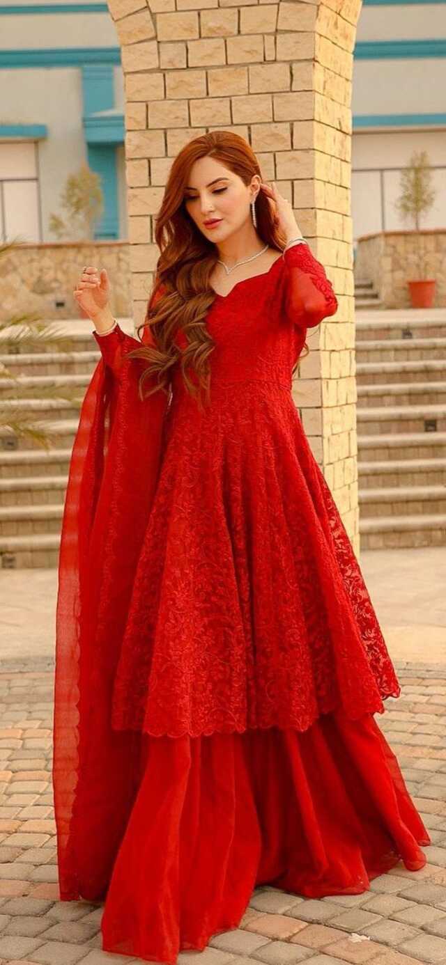 Hot Red Pakistani dress