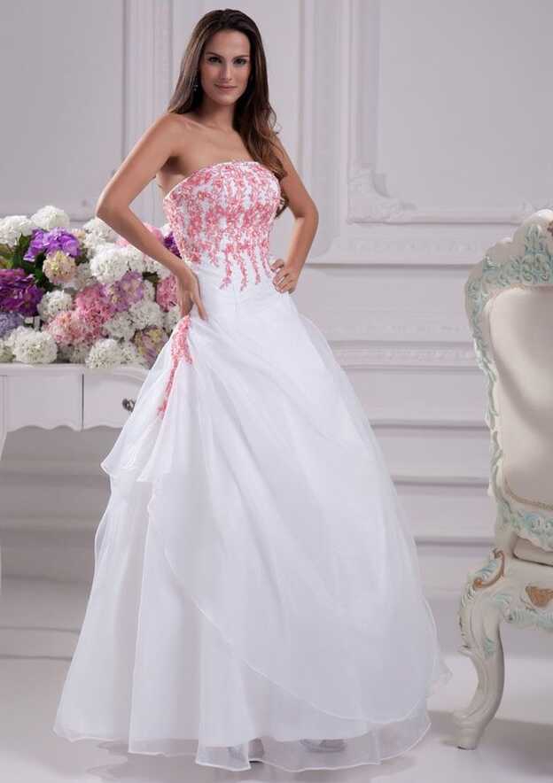 Hot pink and white wedding dresses