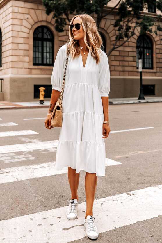 How to Pull of Wearing a White Summer Dress With Sneakers ...