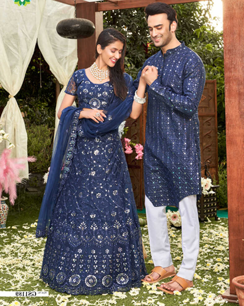 INDIAN TRADITIONAL PARTY WEAR EMBROIDERED COUPLE COMBO DRESS ...