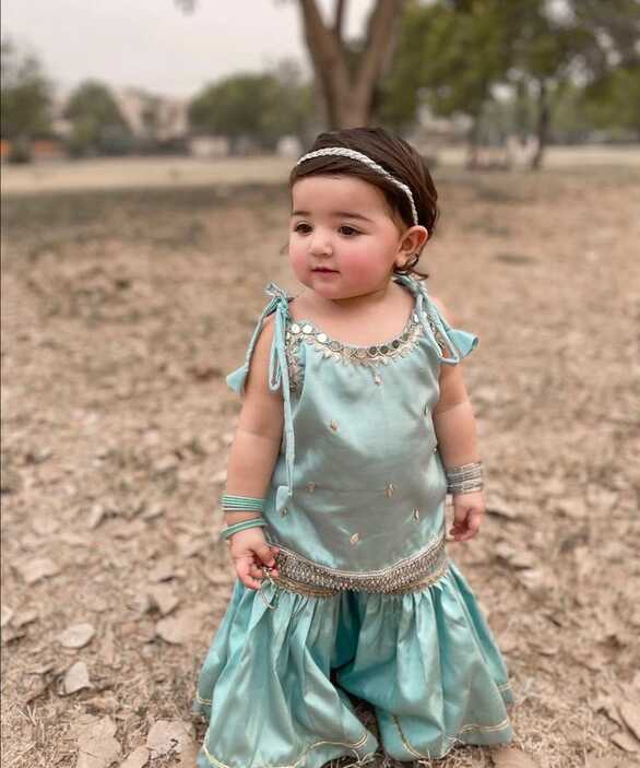 Ice blue baby girls dress