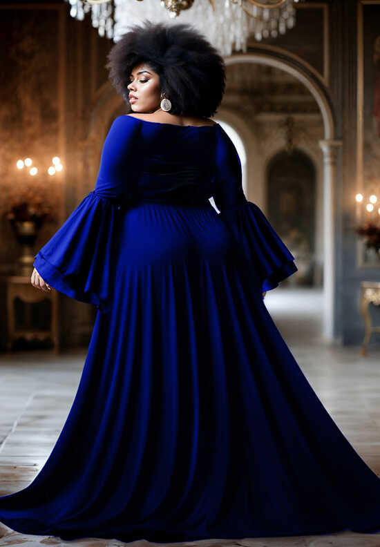 Idia Plus Size Evening Gown In Royal Blue