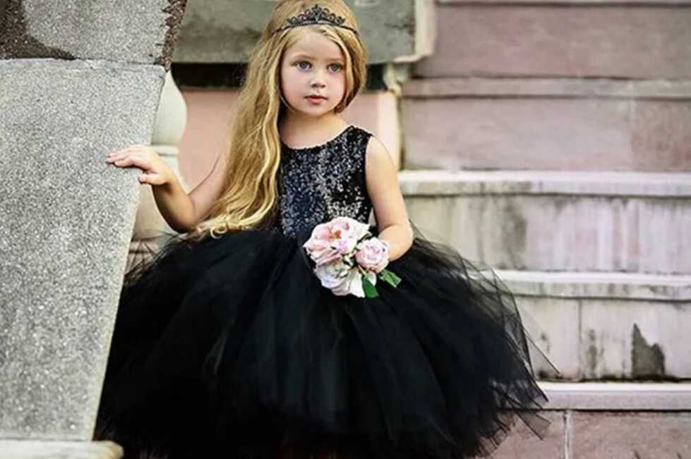 Imported Fabric Kids Dress Party Wear Black Baby Gown, Size: Small ...