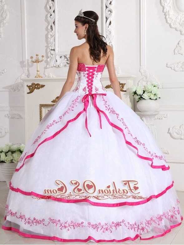 Impression White and Hot Pink Quinceanera Dress Strapless Organza ...