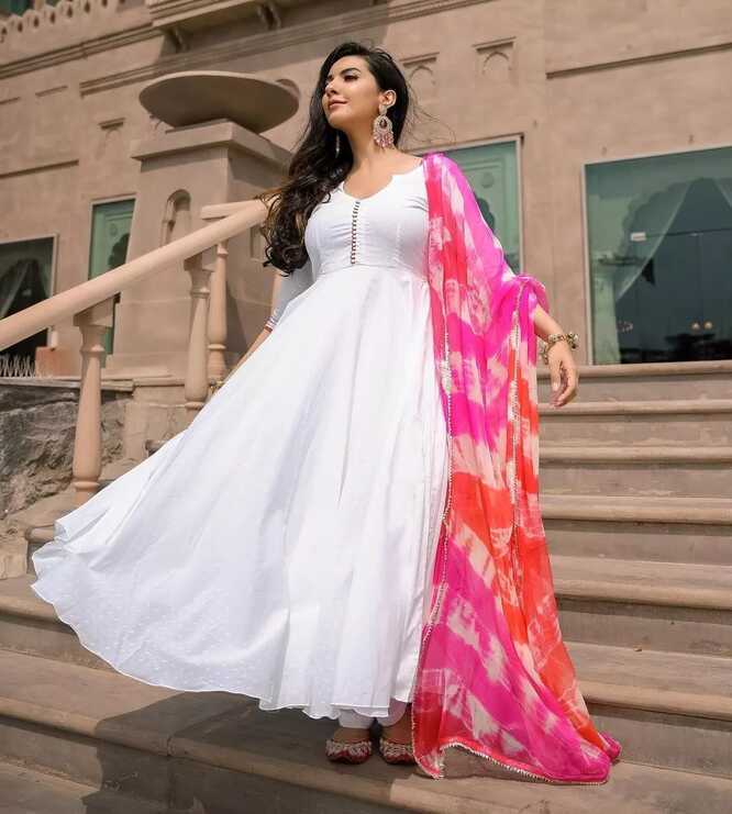 Indian Designer Full Flared Gown Women&#39;s Summer Cotton Salwar ...