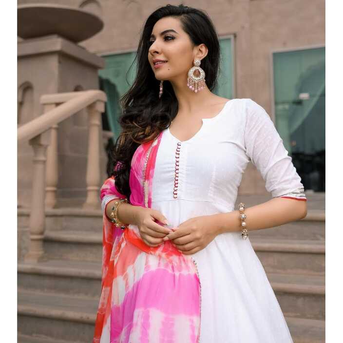 Indian Designer Full Flared Gown Women Summer Cotton Salwar Kameez ...