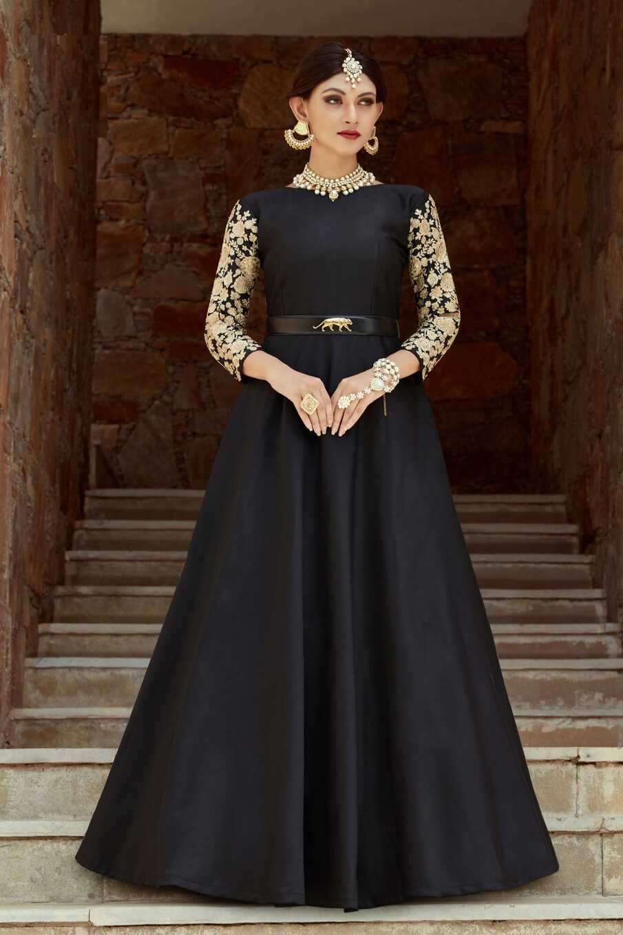 Indian Dress Black Color Indo Western Gown 1108