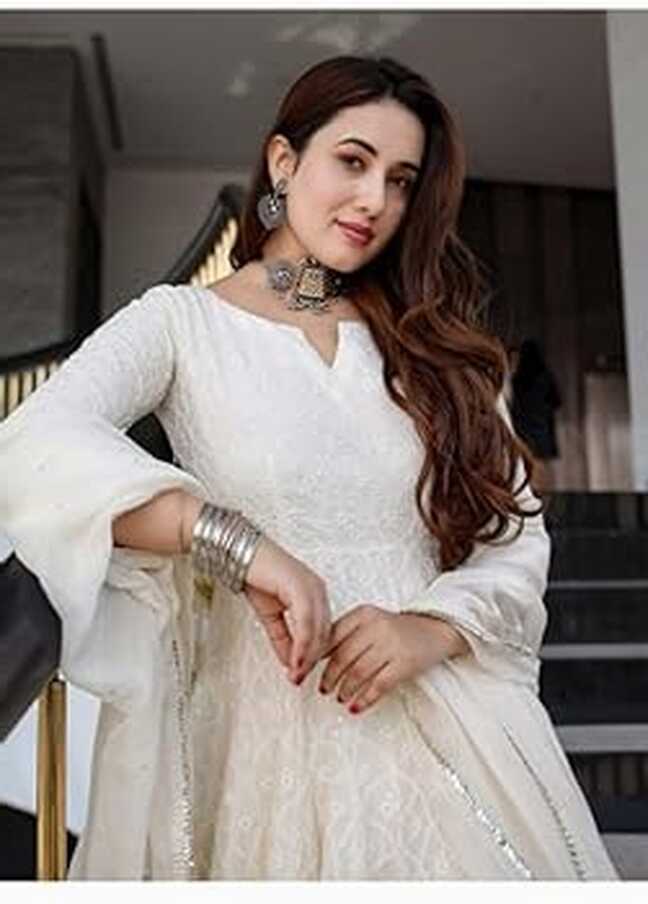 Indian Knots Festive Off White Anarkali Dress with Dupatta ...