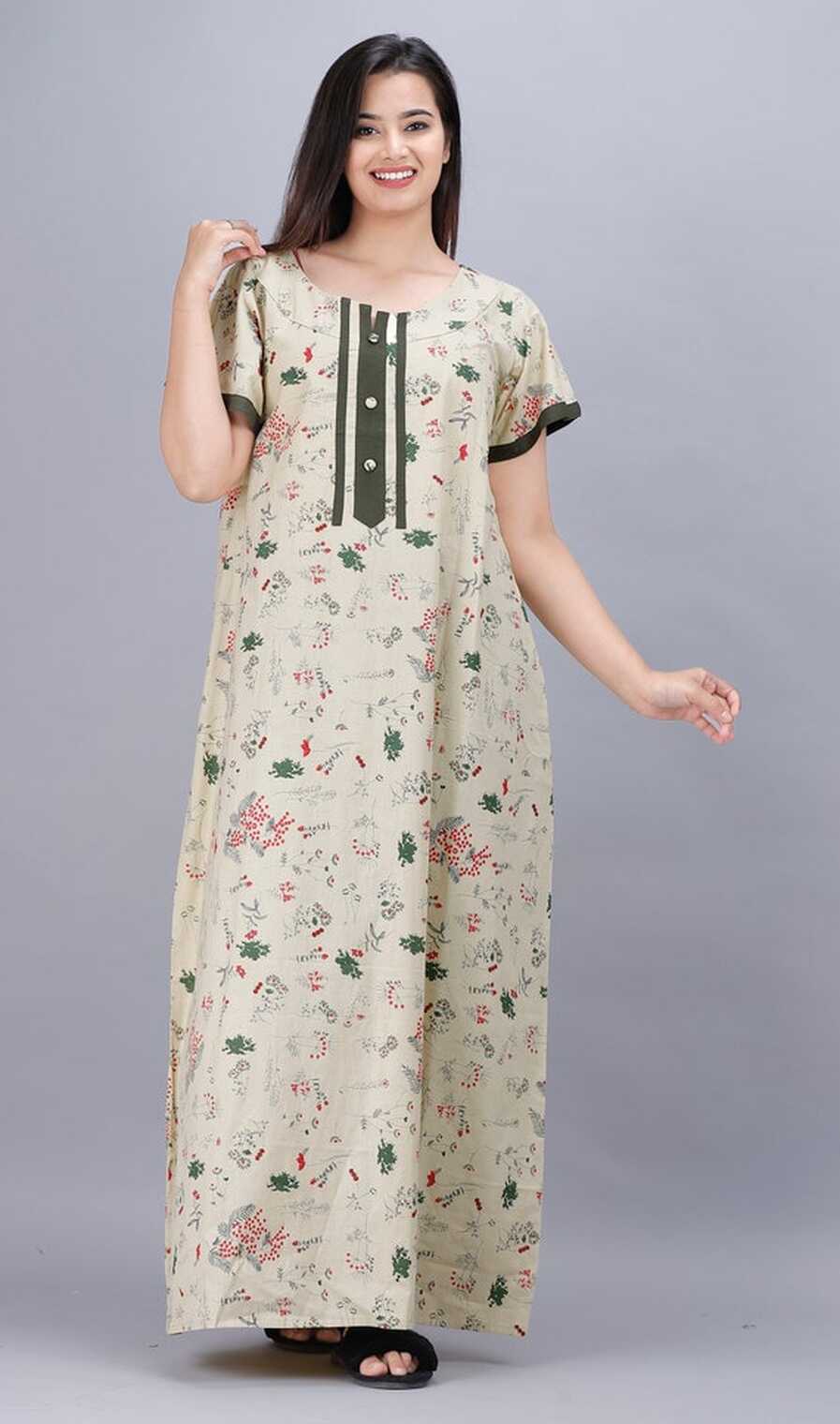 Indian Nighty, Women Nighty, Summer Night Dress, Sleepwear, Floral ...