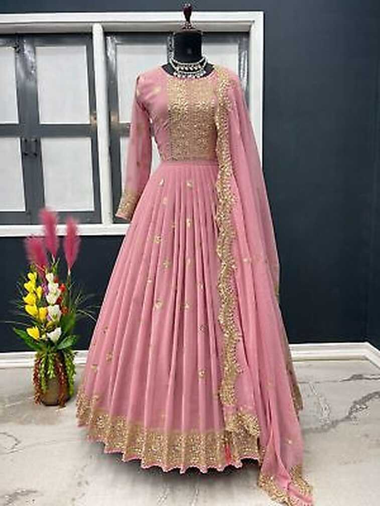 Indian Wedding Party Wear Dress Designer Bollywood Long Gown ready ...