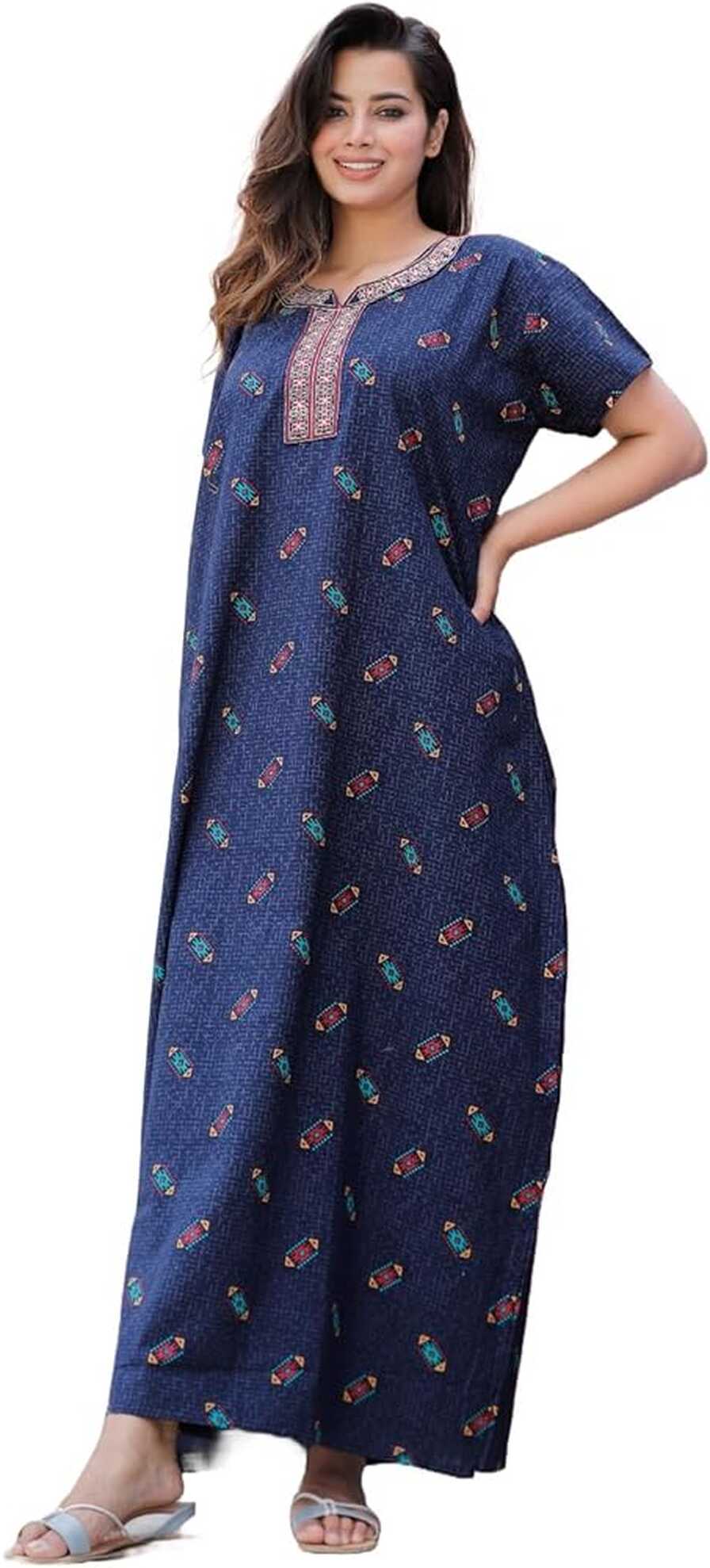 Indian Women&#39;s Cotton Traditional Printed Maxi Long Nightgowns ...