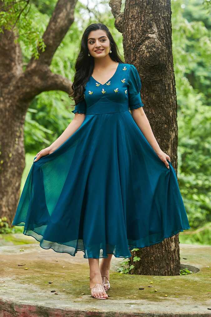 Indigo Georgette Frock PC700 – Pinkcloset