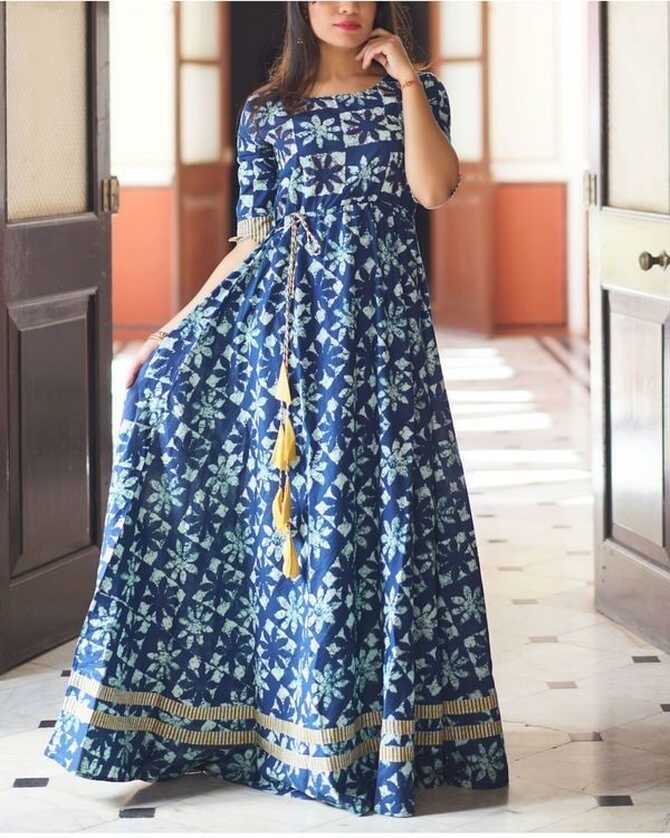 Indigo Kalamkari Maxi Dress