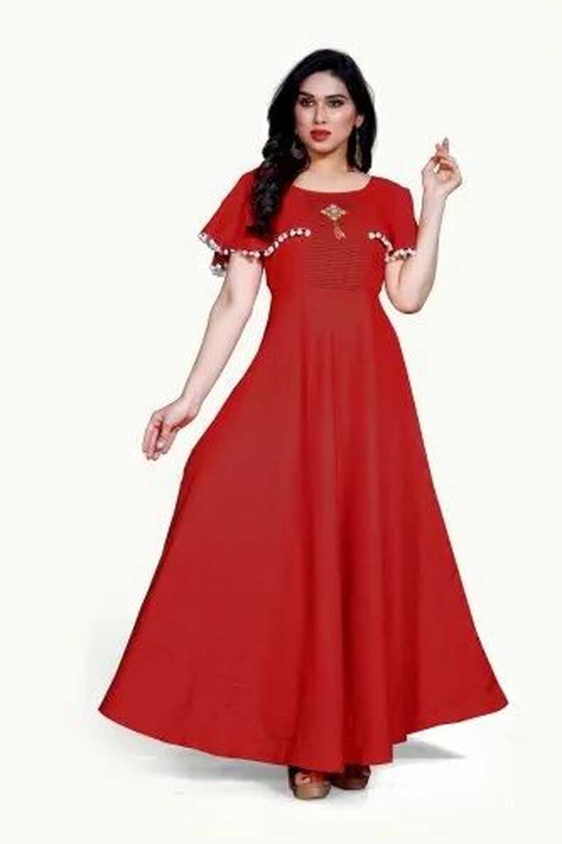 Indo Western Designer Red Gown, Plain, Stitched at Rs 310/piece in ...