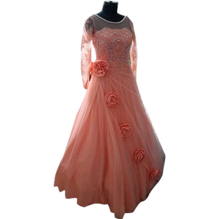 Indo Western Stitched Peach Ladies Net Gowns at Rs 20000 in New ...