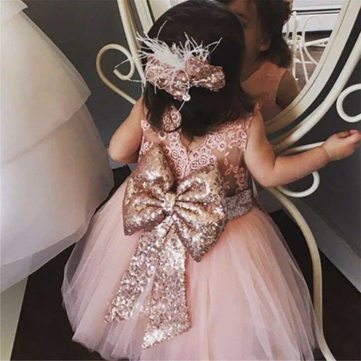 Inevnen Newborn Baby Girls Sleeveless Sequin Bow Tutu Dress ...