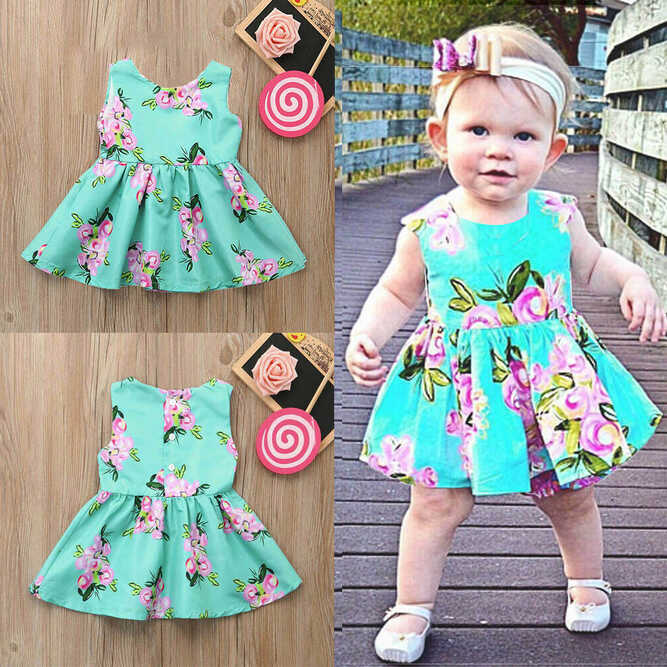 Infant Baby Girls Kids Floral Print Sundress Clothes Princess ...