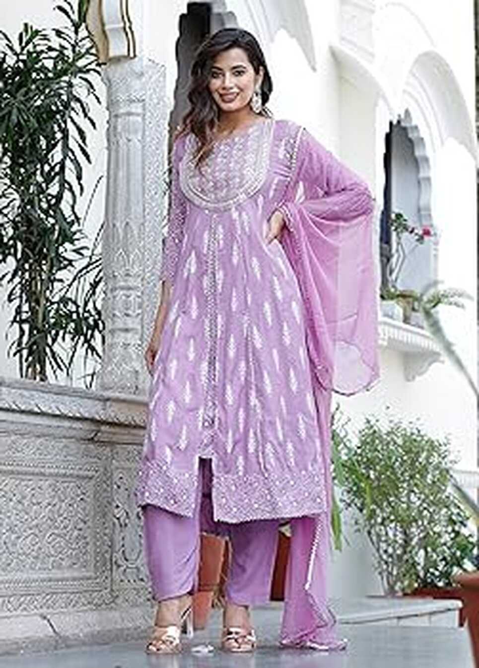 JD Finishing Rayon Printed Kurta with Pants &amp; Dupatta Set for ...